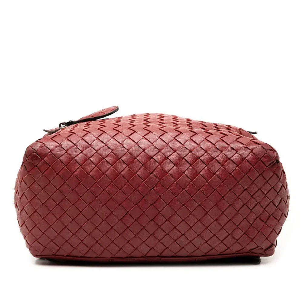 BOTTEGA VENETA Red Leather Intrecciato Backpack